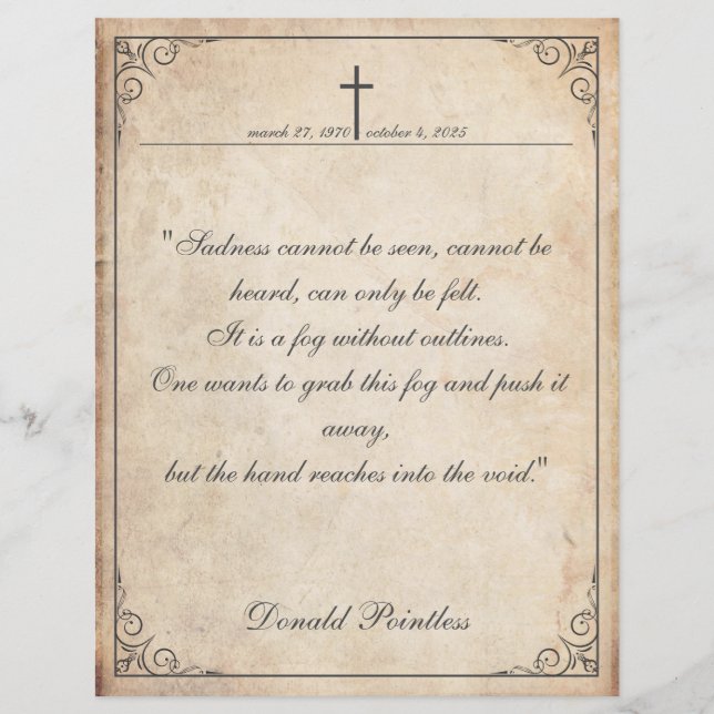 Sadness cannot be seen - Funeral Vintage Card (Front)