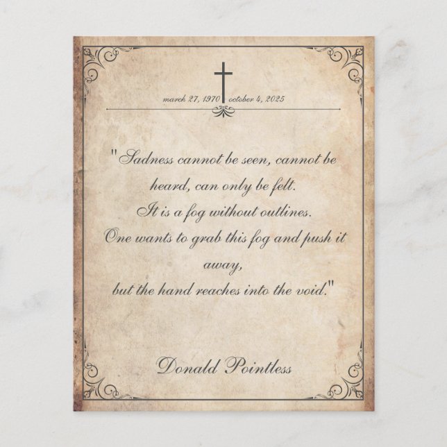 Sadness cannot be seen - Funeral Vintage Card (Front)