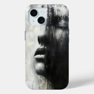 Sadness Monochromatic Abstract Art iPhone 15 Case