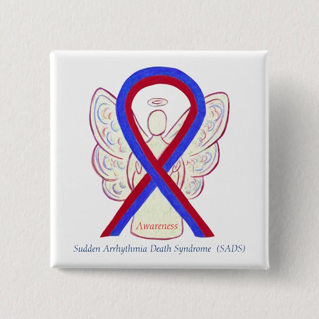 SADS Awareness Ribbon Angel Custom Button Pins (Front)