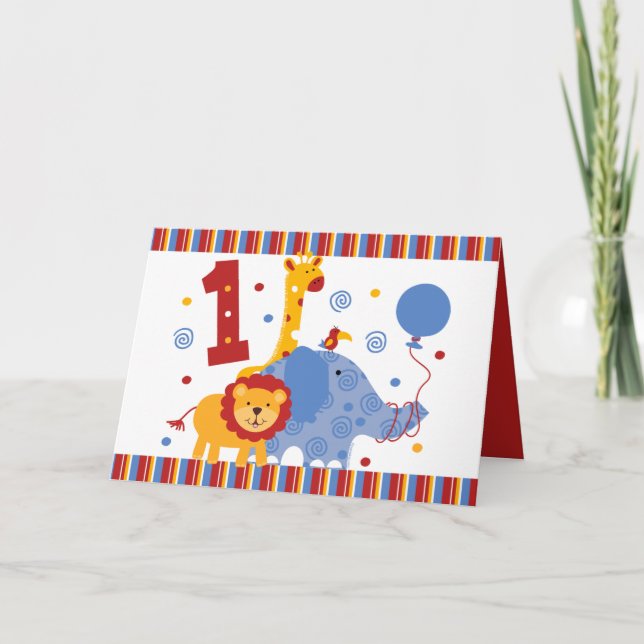 Safari 1st Birthday Custom Card (Front)