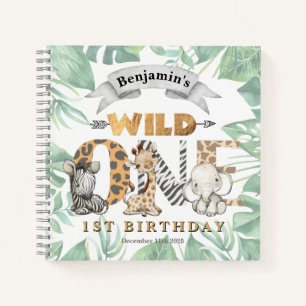 Safari 1st Birthday Guest Book Spiral Notebook
