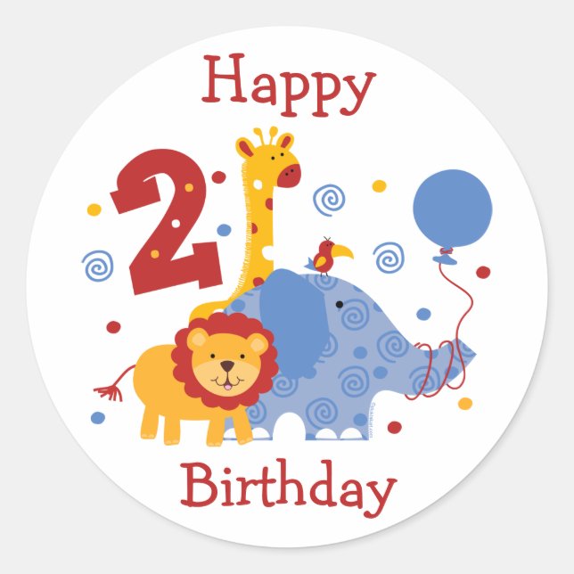 Safari 2nd Birthday Custom Sticker (Front)