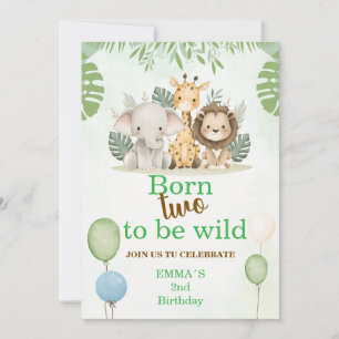 Safari 2nd Birthday Invitation   Born Two Be Wild