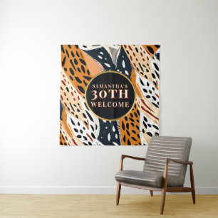 Safari 30th Birthday Welcome Sign Animal Print  Tapestry