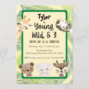 Safari 3ème anniversaire de fête Invitation