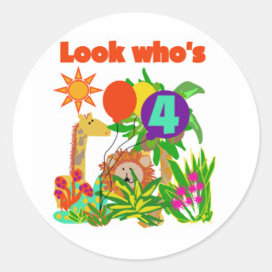 Safari 4th Birthday Tshirts and Gifts Classic Round Sticker
