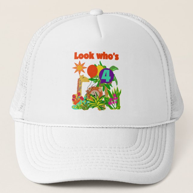 Safari 4th Birthday Tshirts and Gifts Trucker Hat (Front)