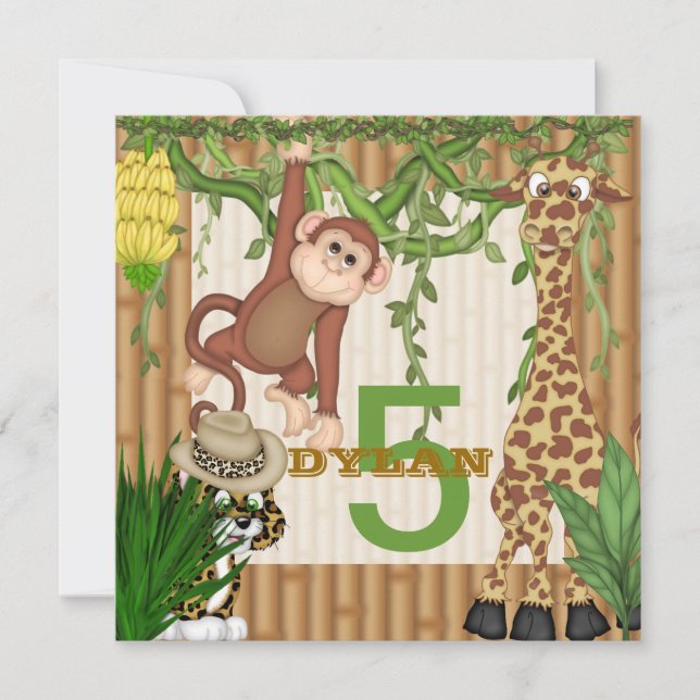 Safari 5th Birthday  Invitation Template (Front)