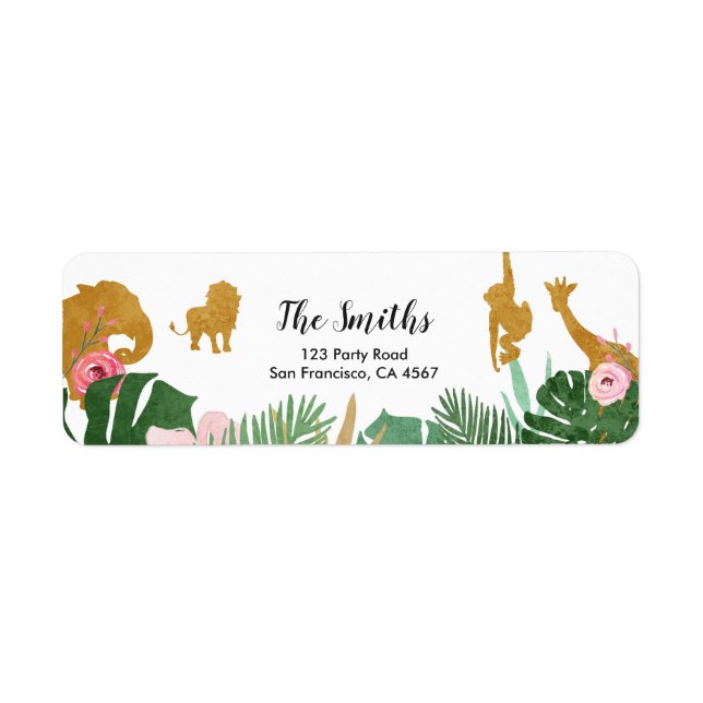 Safari Address Labels Wild one Animals Jungle Zoo (Front)