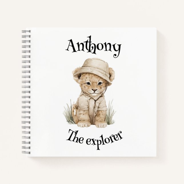 Safari Adventure Babies | Cute Watercolour Animals Notebook (Front)