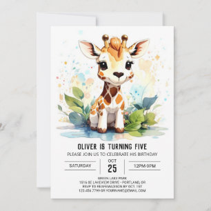 Safari Adventure Giraffe Friends Birthday Invitation