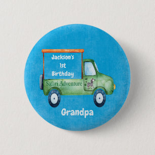 Safari Adventure Personalized 1st Birthday 2 Inch Round Button