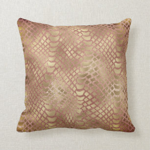 Safari African Faux Gold Python Animal Skin Skinny Throw Pillow