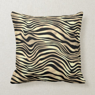Safari African Gold Glam Zebra Animal Skin Sepia Throw Pillow