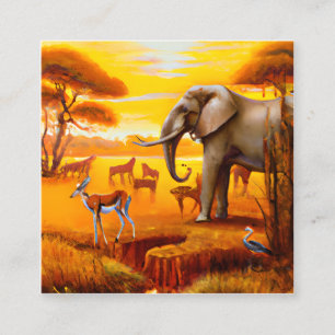 Safari, African Sunsets and Wild Animals Square Business Card