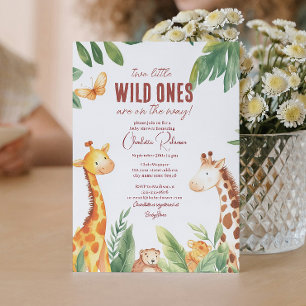 Safari and twins baby Cute Baby shower Invitation
