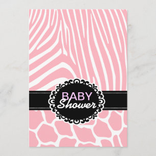 Safari animal baby girl shower invitation