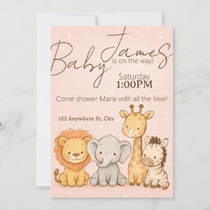Safari Animal Baby Shower or Birthday Invitation