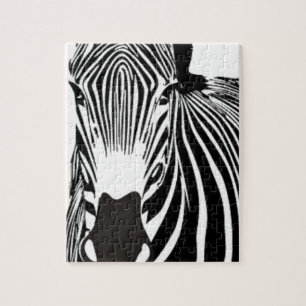 safari animal black and white stripes wild Zebra Jigsaw Puzzle
