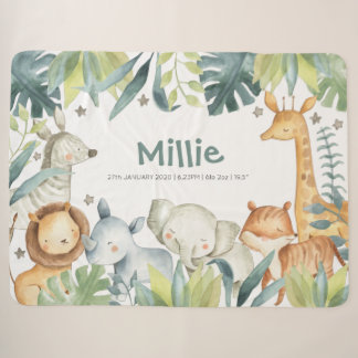 Safari animal blanket with cute jungle animals