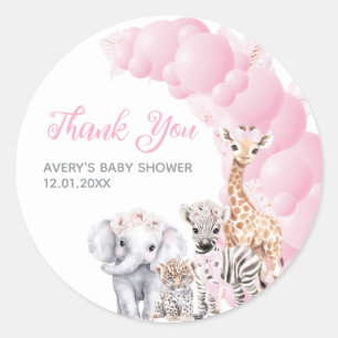 Safari Animal Blush Pink Boho Baby Girl Shower Classic Round Sticker