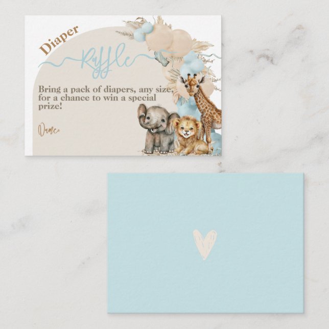 Safari animal Boho Oh Boy Baby Shower diaper Enclosure Card (Front/Back)