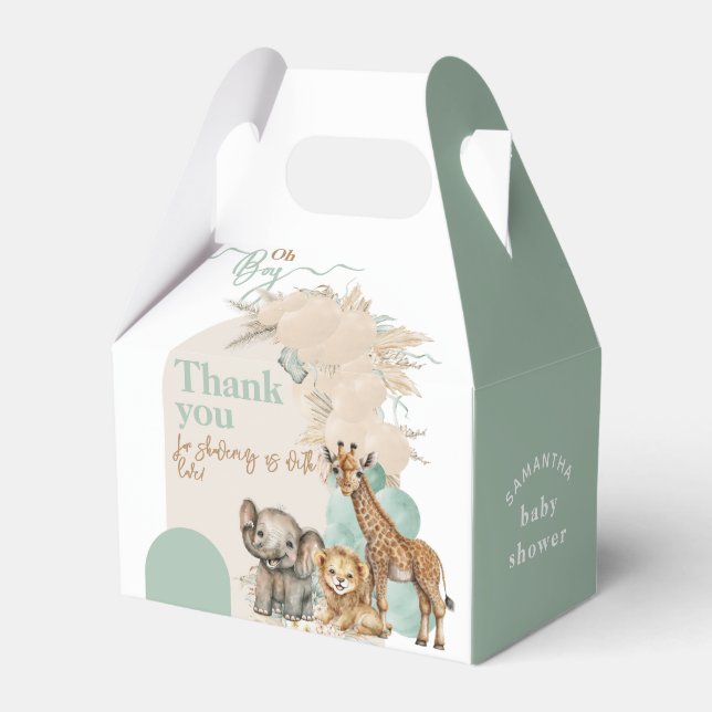 Safari animal Boho Oh Boy Baby Shower  Favor Box (Front Side)