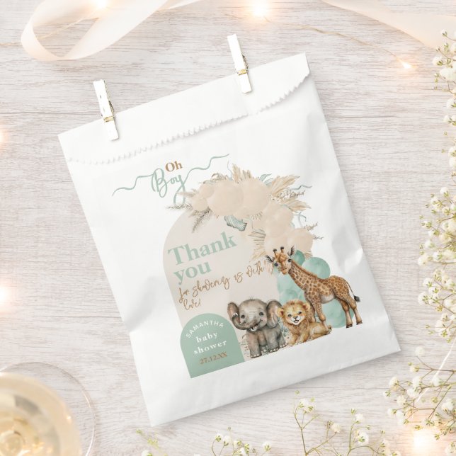 Safari animal Boho Oh Boy Baby Shower  Favour Bag (Clipped)