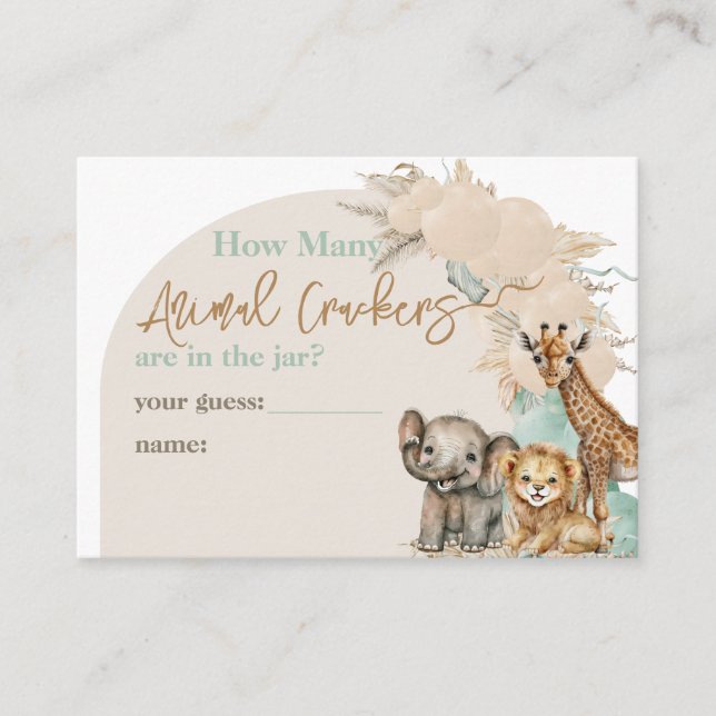 Safari animal Boho Oh Boy Baby Shower Game Enclosure Card (Front)