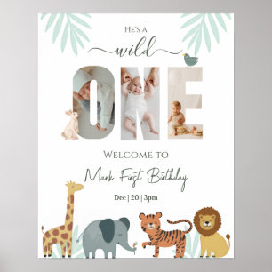 Safari Animal Boy 1st Birthday Welcome Sign