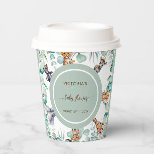 Safari Animal Cute Botanical Baby Shower Paper Cups