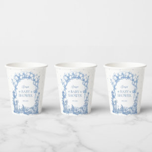 Safari Animal Dusty Blue Toile Baby Boy Shower Paper Cups
