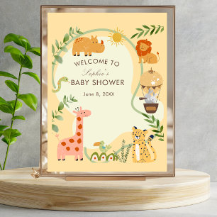 Safari Animal Friends Baby Shower Welcome Sign