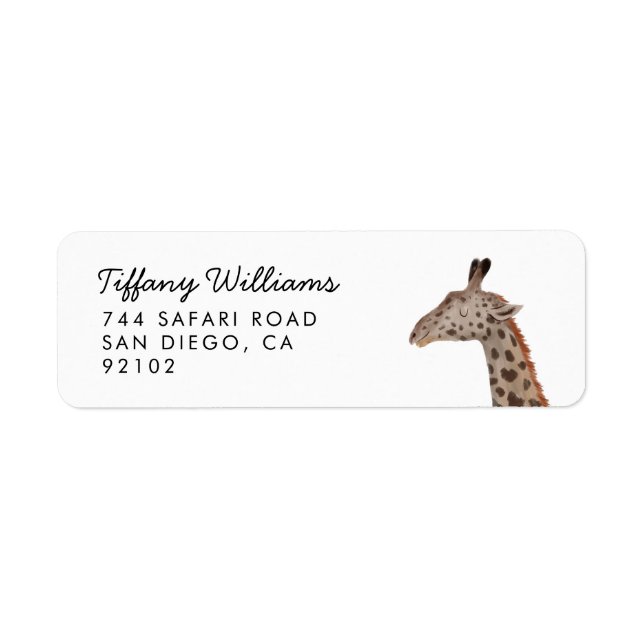 Safari Animal Giraffe Adresse de retour Label (Devant)