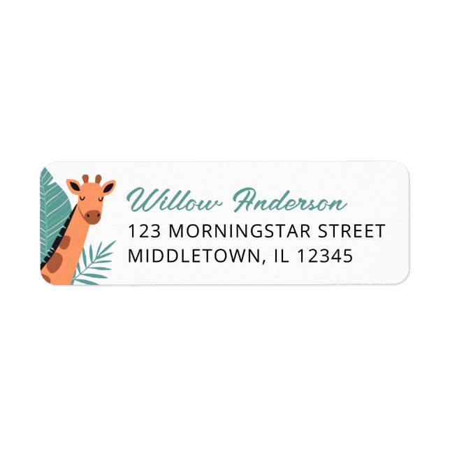 Safari Animal Giraffe Return Address Label (Front)