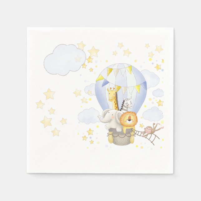 Safari Animal Hot Air Balloon Napkins (Front)