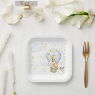 Safari Animal Hot Air Balloon Plates