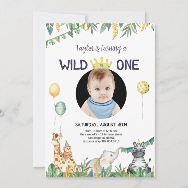 Safari Animal Invitation (Front)