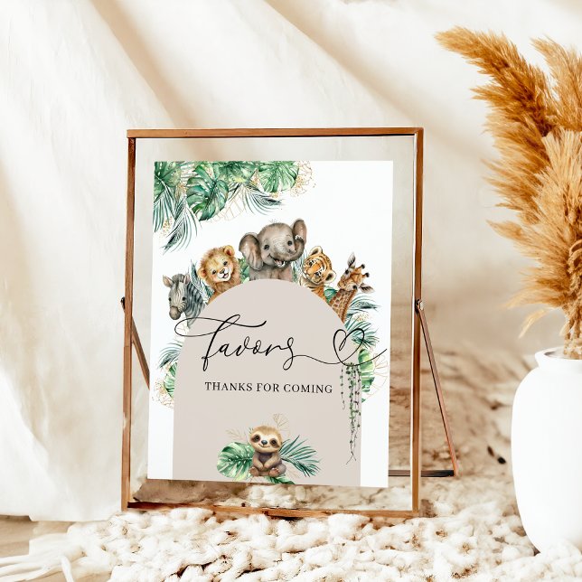 Safari Animal Jungle Modern Baby Shower Favours Poster (Creator Uploaded)
