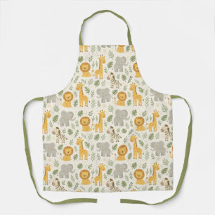 Safari animal nursery print apron