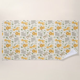 Safari animal nursery print beach towel