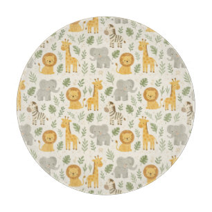 Safari animal nursery print cutting board