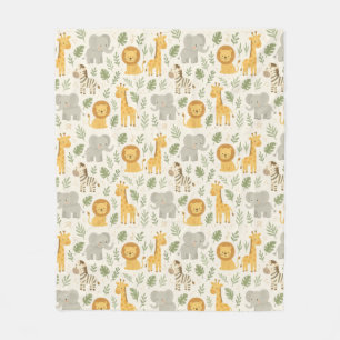 Safari animal nursery print fleece blanket