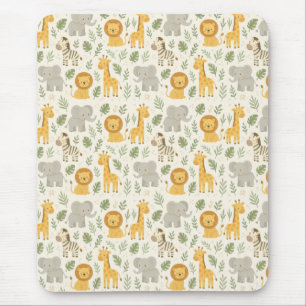 Safari animal nursery print mouse pad