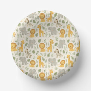 Safari animal nursery print paper plate