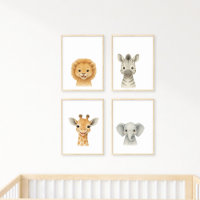 Safari Animal Nursery Wall Art Set Print set 