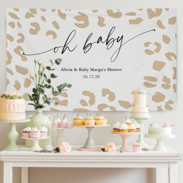 Safari Animal Print Gender Neutral Baby Shower Banner (Oh Baby Modern Safari Animal Prints, Gender Neutral Baby Shower party decor, Backdrop.
)