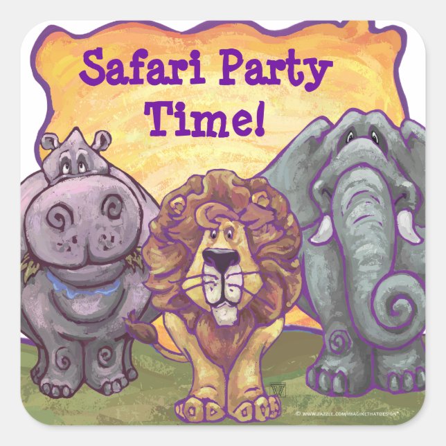 Safari Animal Safari Party Time Envelope Seal Stic (Front)