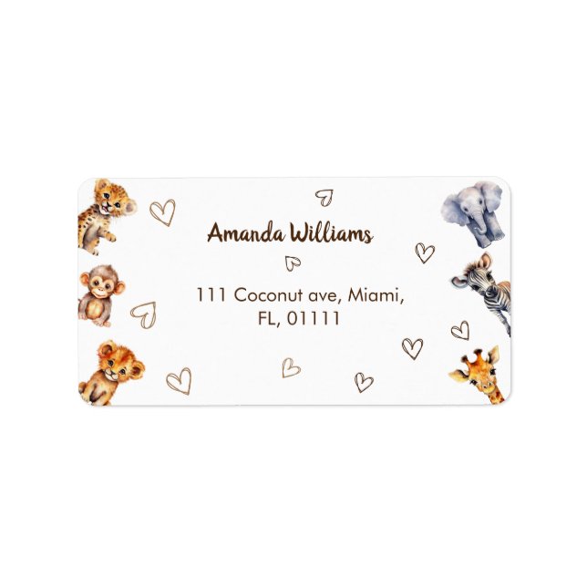 Safari Animal Theme Return Address Label (Front)